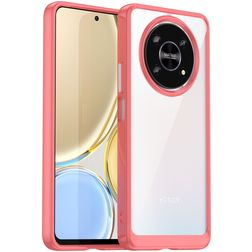 Mobigear Crystal HONOR Magic 4 Lite Hülle Hardcase Backcover - Transparent / Rot