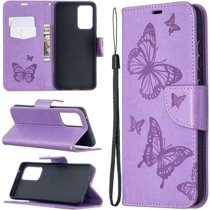 Mobigear Butterfly Samsung Galaxy A52 Hülle Klapphülle Geldbörse - Lila