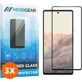 Mobigear Premium Google Pixel 6 Panzerglas Gehärtetes Glas Displayschutz - Hüllenfreundlich - Schwarz (3er Pack)