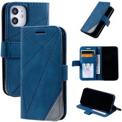 Mobigear Rhombus iPhone 12 Mini Klapphülle Portemonnaie - Blau