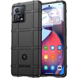 Mobigear Rugged Shield Motorola Edge 30 Fusion Hülle Flexibles TPU Backcover Stoßfest - Schwarz