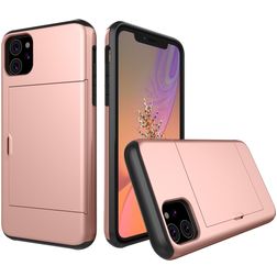 Mobigear Card iPhone 11 Hülle Hardcase Backcover Stoßfest mit Kartenhalter - Roségold