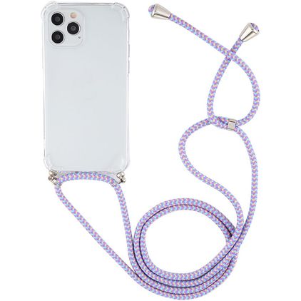 Mobigear Lanyard iPhone 12 Pro Max Flexibles TPU Handykette - Transparent / Blau / Lila