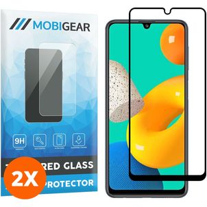 Mobigear Premium Samsung Galaxy M32 4G Panzerglas Gehärtetes Glas Displayschutz - Hüllenfreundlich - Schwarz (2er Pack)
