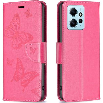 Mobigear Butterfly Xiaomi Redmi Note 12 Klapphülle Portemonnaie - Magenta