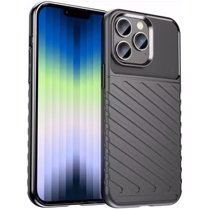 Mobigear Groove iPhone 14 Pro Hülle Flexibles TPU Backcover - Schwarz