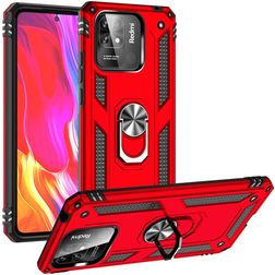 Mobigear Armor Ring Xiaomi Redmi 10C Hardcase Backcover Shockproof mit Ringhalter - Rot