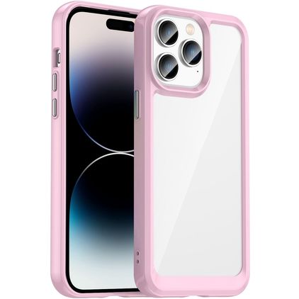Mobigear Crystal iPhone 14 Pro Max Hülle Hardcase Backcover - Transparent / Pink