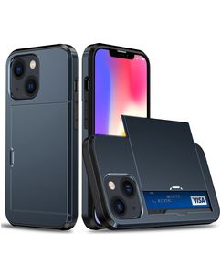 Mobigear Card iPhone 15 Hülle Hardcase Backcover Stoßfest mit Kartenhalter - Dunkelblau