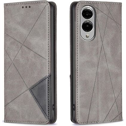 Mobigear Rhombus Slim Samsung Galaxy S25 Edge Hülle Klapphülle - Grau
