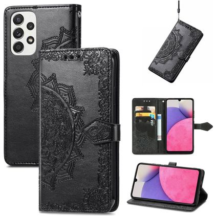 Mobigear Mandala Samsung Galaxy A33 Hülle Klapphülle Geldbörse - Schwarz