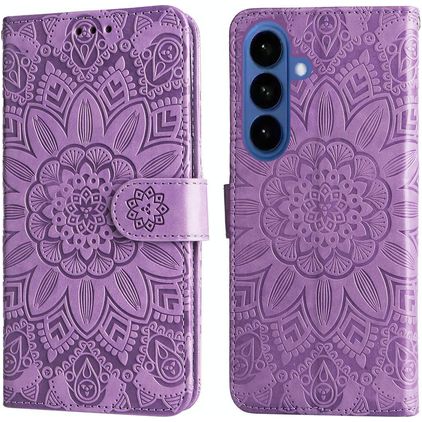 Mobigear Sunflower Samsung Galaxy S26 Plus Hülle Klapphülle Geldbörse - Lila