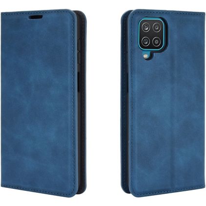 Mobigear Retro Slim Samsung Galaxy A12 Hülle Klapphülle Geldbörse - Blau