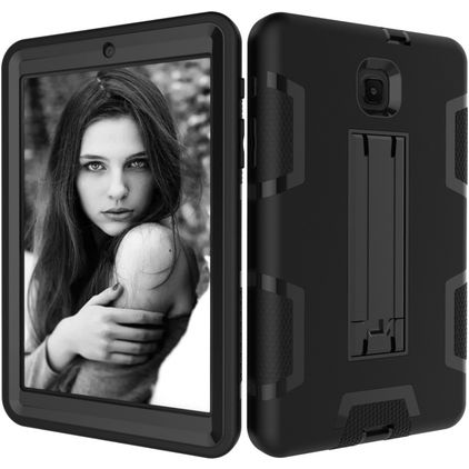Mobigear ShieldStand Samsung Galaxy Tab A 8.0 (2018) Hülle Kunststoff,Silikon Backcover + Ständer - Schwarz