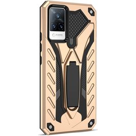 Mobigear Armor Stand Vivo V21 Hülle Hardcase Backcover Stoßfest mit Ständer - Gold