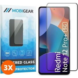 Mobigear Premium Xiaomi Redmi Note 12 Pro Plus Panzerglas Gehärtetes Glas Displayschutz - Hüllenfreundlich - Schwarz (3er Pack)