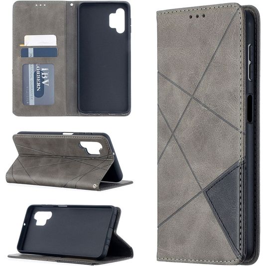 Mobigear Rhombus Magnetic Leather Wallet Case Gray Samsung Galaxy A32 5G