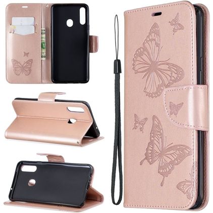 Mobigear Butterfly Samsung Galaxy A20s Klapphülle Portemonnaie - Roségold