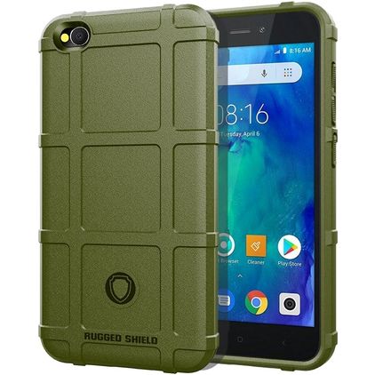 Mobigear Rugged Shield Xiaomi Redmi Go Hülle Flexibles TPU Backcover Stoßfest - Grün