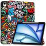 Mobigear Tri-Fold iPad Air 13 Zoll (2025) Klapphülle + Stylus-Halter - Graffiti