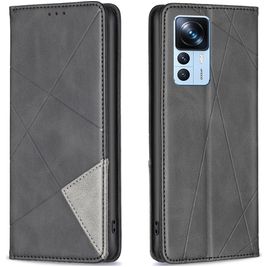 Mobigear Rhombus Slim Xiaomi 12T Pro Hülle Klapphülle - Schwarz