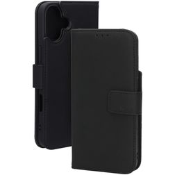 Mobiparts Wallet iPhone 16 Plus MagSafe Hülle Echtes Leder Klapphülle Geldbörse - Schwarz