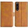 Mobigear Slim Magnet Sony Xperia 1 IV Hülle Klapphülle Geldbörse - Cognac