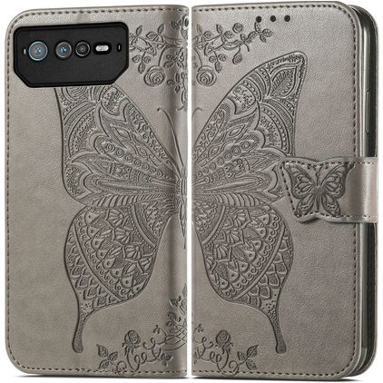 Mobigear Butterfly ASUS ROG Phone 6 Pro Hülle Klapphülle Geldbörse - Grau