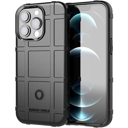 Mobigear Rugged Shield iPhone 13 Pro Max Hülle Flexibles TPU Backcover Stoßfest - Schwarz