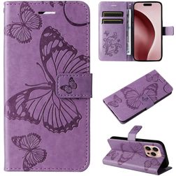 Mobigear Butterfly iPhone 16 Pro Hülle Klapphülle Geldbörse - Lila