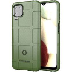 Mobigear Rugged Shield Samsung Galaxy A12 Hülle Flexibles TPU Backcover Stoßfest - Grün