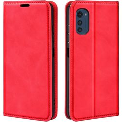 Mobigear Retro Slim Motorola Moto E32s Hülle Klapphülle Geldbörse - Rot