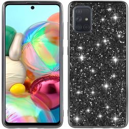 Mobigear Glitter Samsung Galaxy A51 Hülle Hardcase Backcover - Schwarz