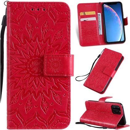 Mobigear Sunflower iPhone 11 Pro Hülle Klapphülle Geldbörse - Rot