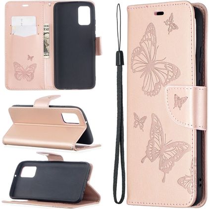Mobigear Butterfly Samsung Galaxy A02s Hülle Klapphülle Geldbörse - Roségold
