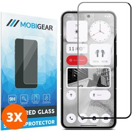 Mobigear Premium Nothing Phone (2a) Panzerglas Gehärtetes Glas Displayschutz - Hüllenfreundlich - Schwarz (3er Pack)