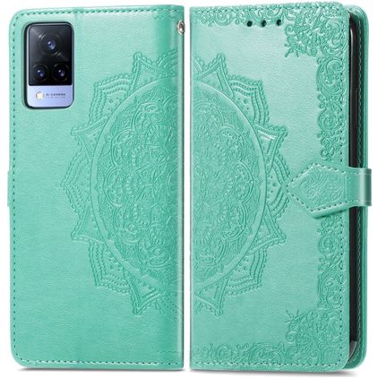 Mobigear Mandala Vivo V21 Hülle Klapphülle Geldbörse - Grün