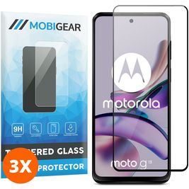 Mobigear Premium Motorola Moto G13 Panzerglas Gehärtetes Glas Displayschutz - Hüllenfreundlich - Schwarz (3er Pack)