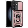 Mobigear Armor Ring Cam Slide Samsung Galaxy S24 FE Hülle Hardcase Backcover Stoßfest mit Ringhalter und Kamera Slider - Roségold