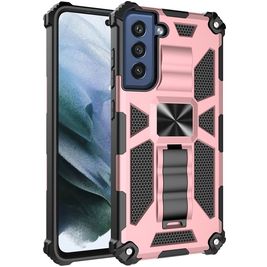 Mobigear Armor Stand Samsung Galaxy S21 FE Hülle Hardcase Backcover Stoßfest mit Ständer - Roségold