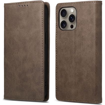 Mobigear Wallet iPhone 16 Pro Max Hülle Klapphülle Geldbörse - Braun