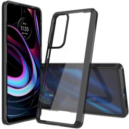 Mobigear Crystal Motorola Edge (2021) Hülle Hardcase Backcover - Transparent / Schwarz