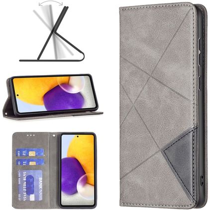 Mobigear Rhombus Slim Samsung Galaxy A73 Hülle Klapphülle - Grau