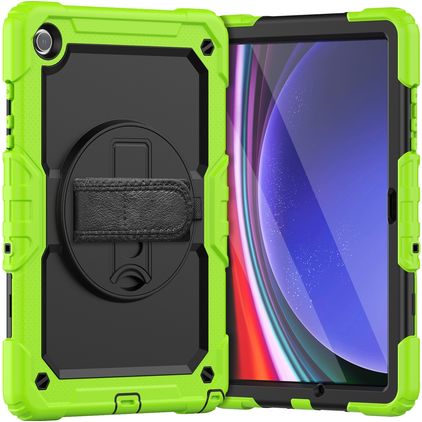 Mobigear SureGrip Xtreme Samsung Galaxy Tab A11 Plus Hülle Kunststoff,Silikon Backcover + Schulterträger + Ständer - Grün