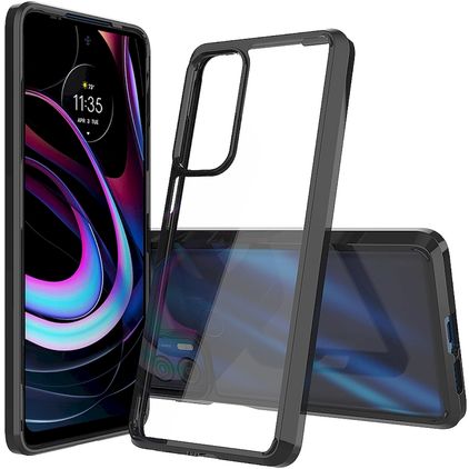 Mobigear Crystal Motorola Edge (2021) Hülle Hardcase Backcover - Transparent / Schwarz