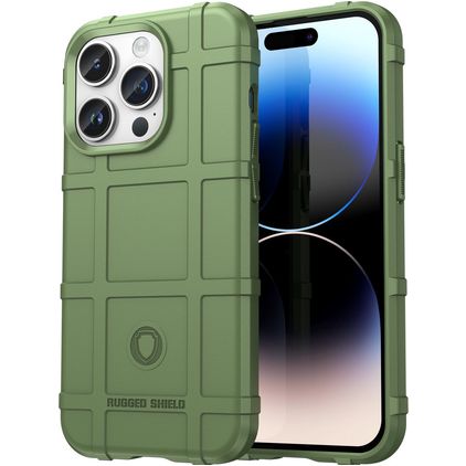Mobigear Rugged Shield iPhone 15 Pro Hülle Flexibles TPU Backcover Stoßfest - Grün
