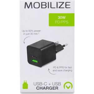 Mobilize Dual USB / USB-C Ladegerät Power Delivery 30W - Schwarz