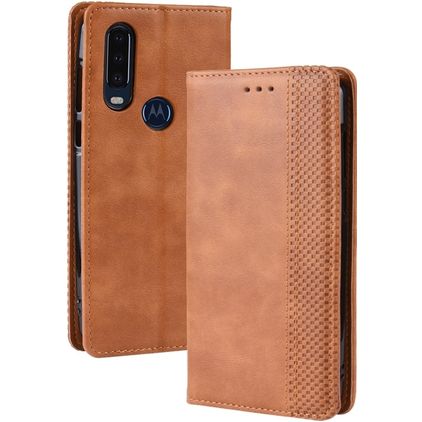 Mobigear Sensation Motorola One Action Klapphülle Portemonnaie - Cognac