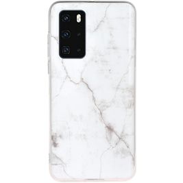 Mobigear Marble Huawei P40 Hülle Flexibles TPU Backcover - Weiß
