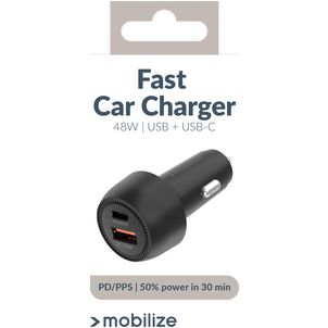 Mobilize Dual USB / USB-C Auto Ladegerät Power Delivery 48W - Schwarz
